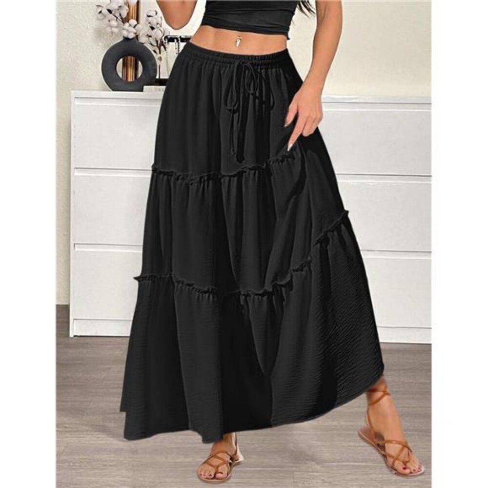 Womens Casual Maxi Skirts for Women 2025 High Waist Boho Skirts Floral - Picture 4 of 6